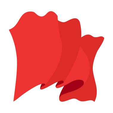 Waving flag. Red flag template on white background. National flag waving symbol. Banner design mockup element.