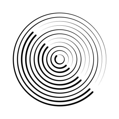 Yarım tonluk hız çizgileri çemberi. Geometrik sanat daire şeklinde. Yuvarlak girdap hareketi sembolü. Yarım tonluk dairesel çerçeve. Vektör tasarım ögesi,