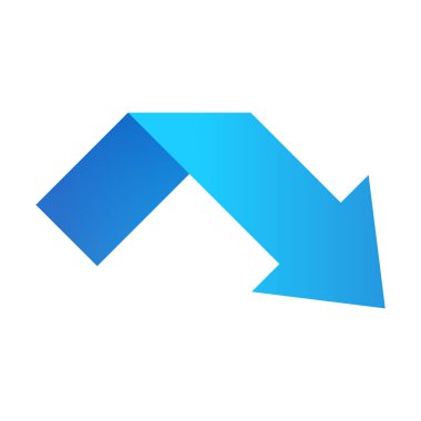 Aşağıya bakan mavi ok simgesi.