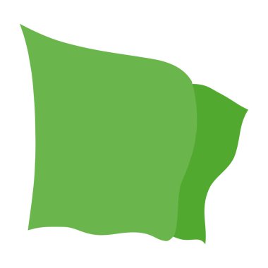 El sallayan bayrak. Beyaz arka planda yeşil bayrak şablonu. Ulusal bayrak sallama sembolü. Sancak tasarımı modelleme ögesi.