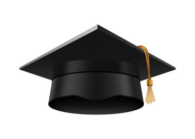 Mezuniyet şapkası. Akademik şapka. Üniversite eğitimi şapkası illüstrasyonu. Mezuniyet konsepti sembolü. Vektör İllüstrasyonu.