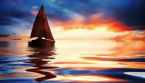 Sailing at sunset — Stock Photo, Image