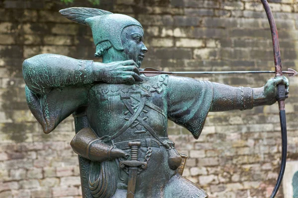 Robin Hood Monument Bij Nottingham Castle Stockfoto