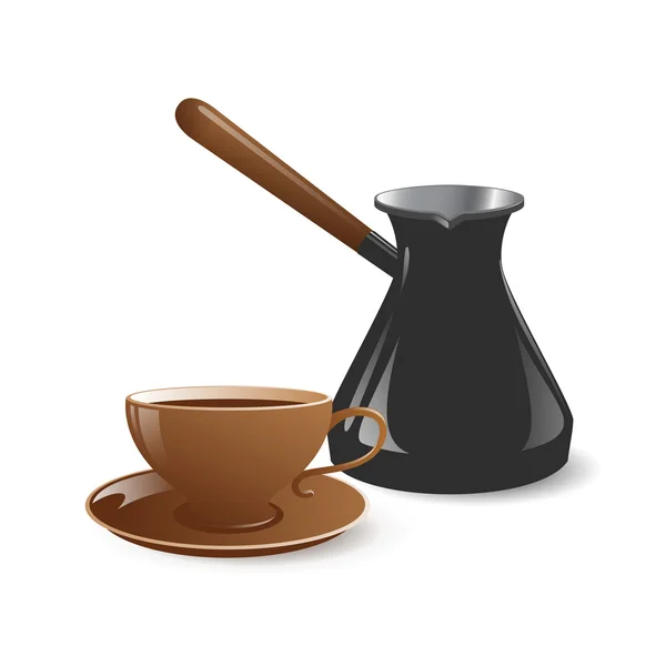 Cup und Topf für Kaffee — Stockvektor