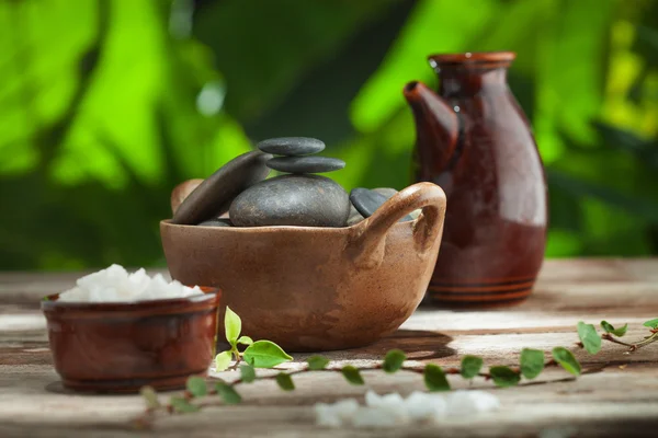 Vista de perto de objetos de tema spa na cor de volta — Fotografia de Stock