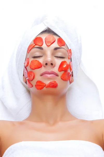 Portrait of young beautiful woman being cosmetic treated — Stock Photo, Image