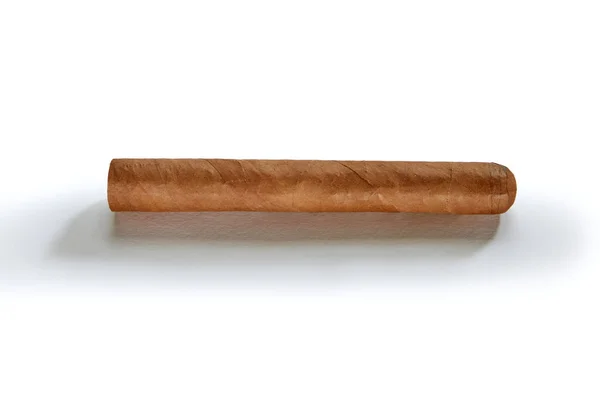 Vue Rapprochée Joli Cigare Cubain Robusto Sur Fond Blanc — Photo