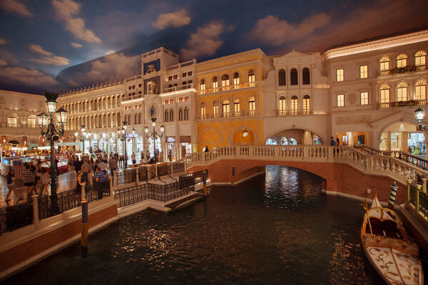 Las Vegas,Nevada,USA May 2014: Photo of Venezia Hotel interior. The Venetian Las Vegas is a luxury hotel and casino resort located on the Las Vegas Strip in Paradise, Nevada, United States, on the site of the old Sands Hotel.
