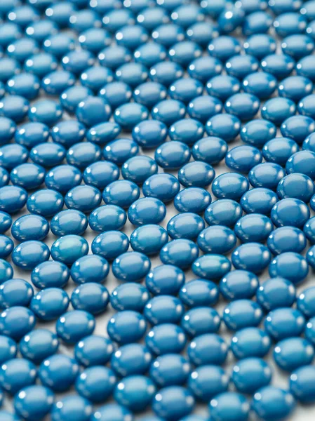 Close View Blue Color Pills White Back — Stock Photo, Image