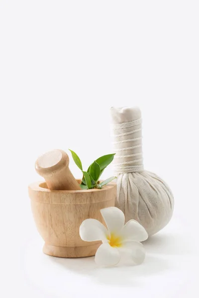 Close Zicht Massage Stempel Mortel Witte Rug — Stockfoto