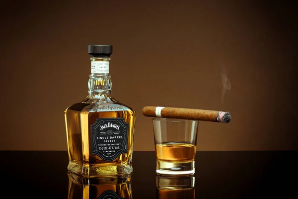 Phuket Thailand Feb 2021 Jack Daniels Blended Whisky Grey Background — Stock Photo, Image