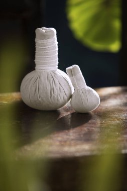 Bitkisel masaj görüntüsünü kapatın. Yeşil sırta sıkıştırın.. 