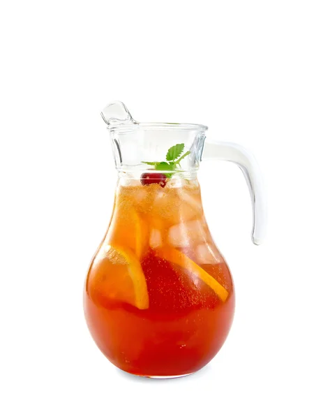 Lemonad med körsbär i pitcher — Stockfoto