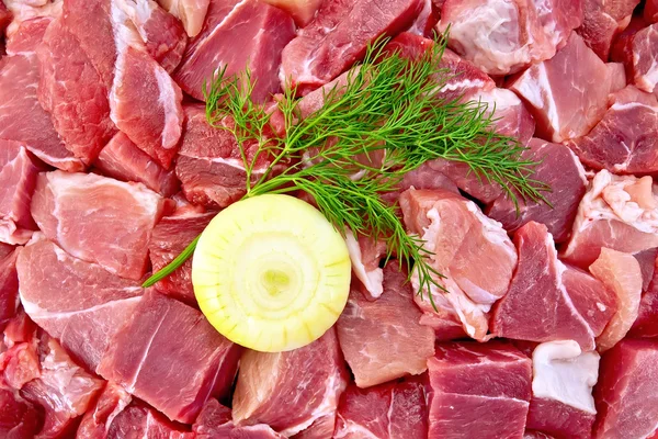 Meat with onion and dill texture — Stock Photo, Image