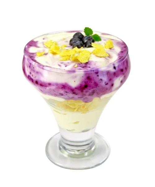 Dessertmilch mit Blaubeeren — Stockfoto