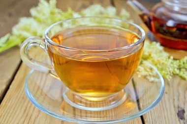 Taze meadowsweet cam Kupası ve demlik çay