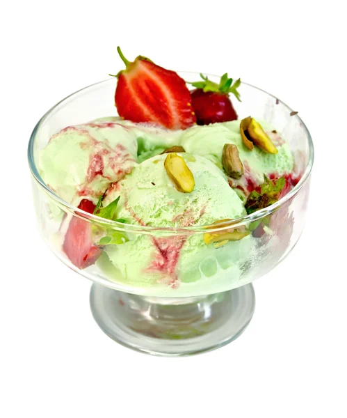 Aardbei-pistachio Ice cream — Stockfoto