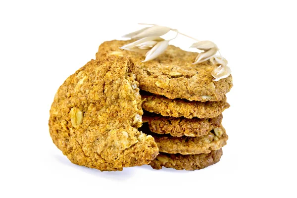 Cookies oatmeal stack with spikelet — Stock Photo, Image