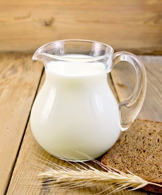 Cam sürahi ekmek gemide ile süt