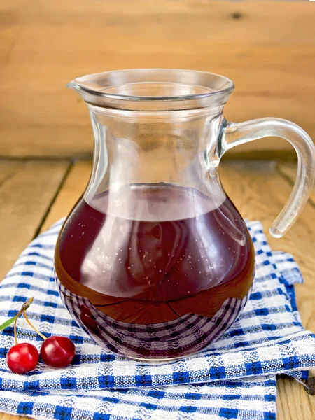 Compote cereza en frasco de vidrio a bordo —  Fotos de Stock