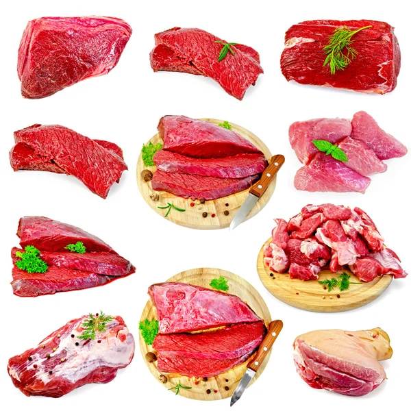 Conjunto de carne bovina e suína — Fotografia de Stock