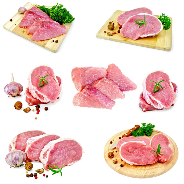 Meat pork with spices set — Stock Photo, Image