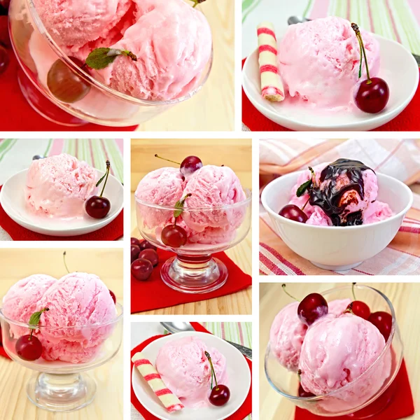桜のアイス クリーム セット — ストック写真