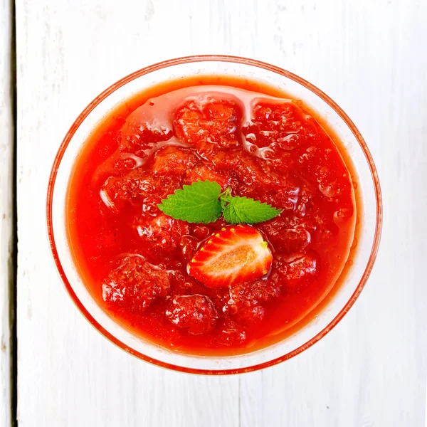 Dessert strawberry-vanilla on board top — Stock Photo, Image