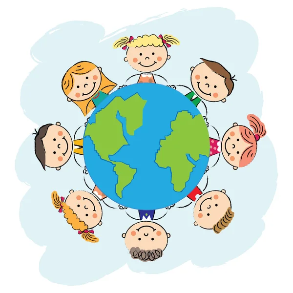 Kids save the earth vector — Stock Vector