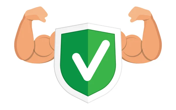 Aceitar ícone de escudo verde — Vetor de Stock