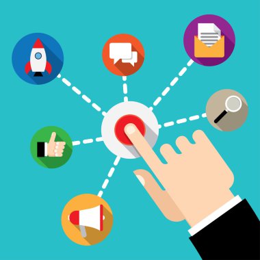 etkileşim düz tasarım konsepti.