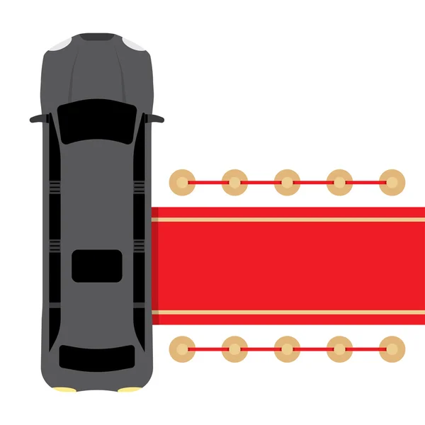 Limusina negra aparcada cerca de la alfombra roja — Vector de stock