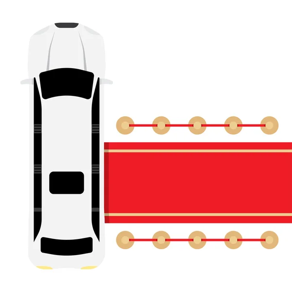 Limousine blanche garée près du tapis rouge — Image vectorielle