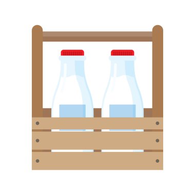 Ahşap kutu şişelerde süt