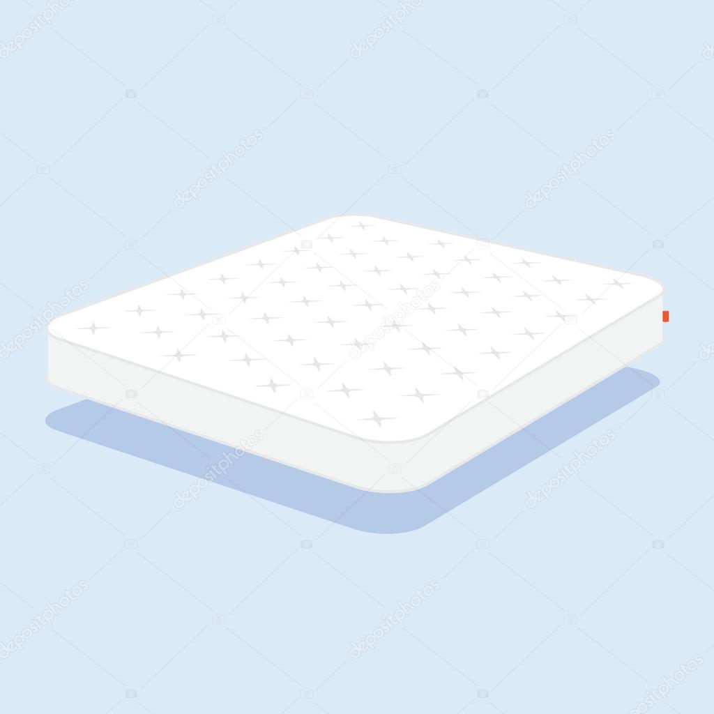 Double white mattress in flat style vector illustration