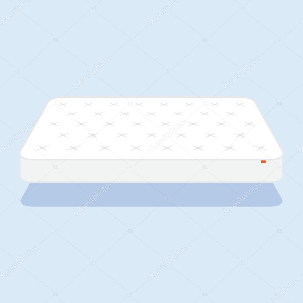 Double white mattress in flat style vector illustration