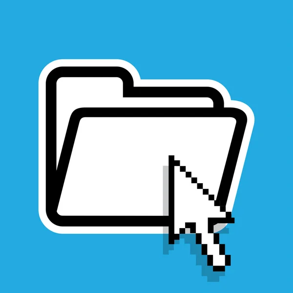 Icono de carpeta de archivo aislado con un cursor — Vector de stock