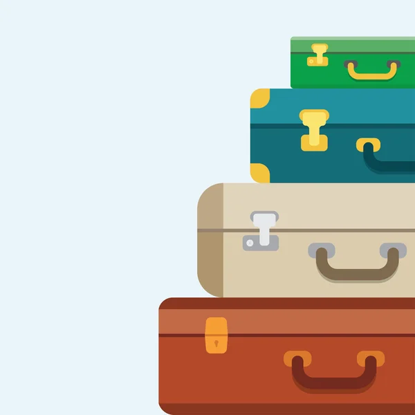 Bagage, bagage, resväskor på bakgrund. — Stock vektor