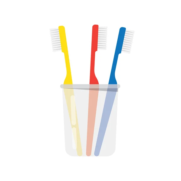 Glass with toothbrushes. — Stock Vector