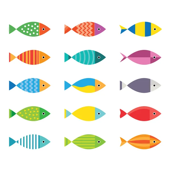 Conjunto de ícones de peixes de aquário . — Vetor de Stock