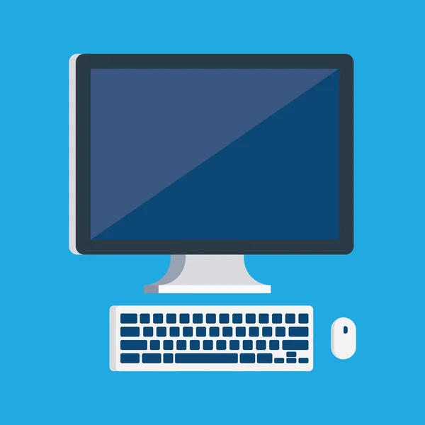 Monitor con tastiera e mouse — Vettoriale Stock