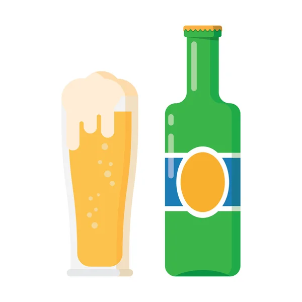 Butelkę i kieliszek piwa — Wektor stockowy