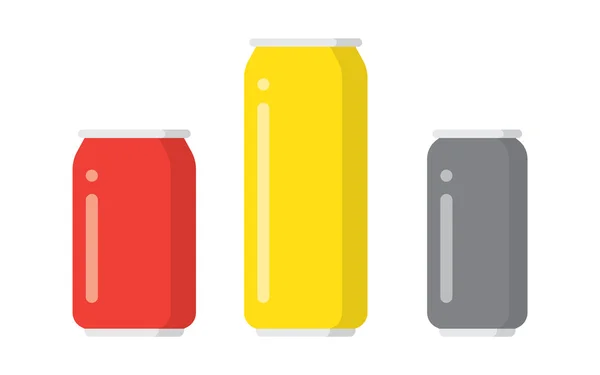 Boîtes de boissons colorées en aluminium sur fond blanc — Image vectorielle