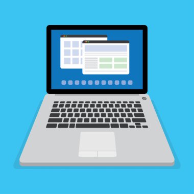 Laptop Düz Simgesi.