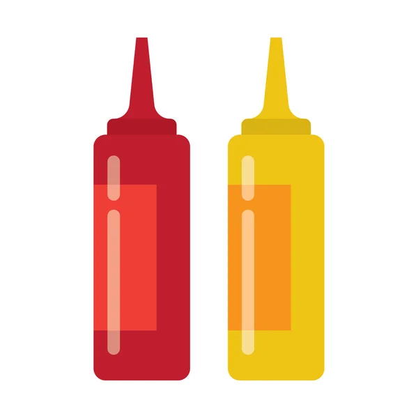 Бутылки кетчупа и горчицы, изолированные на белом — стоковый вектор