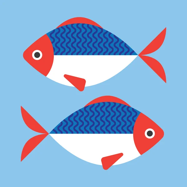 Pescado plano estilo vector ilustración — Vector de stock