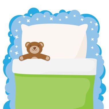 çocukların en sevdiği oyuncak oyuncak ayı ile yatak