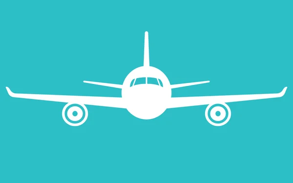 Uçak simgesi. Önden Görünüm uçan uçak — Stok Vektör