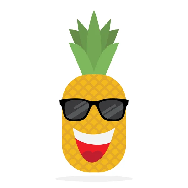 Happy ananas dans des lunettes de soleil . — Image vectorielle