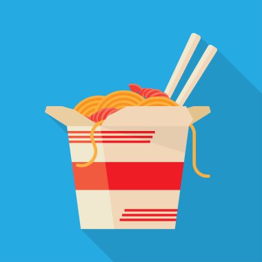 Çin yemeği Take Out kutusunun çizgi film